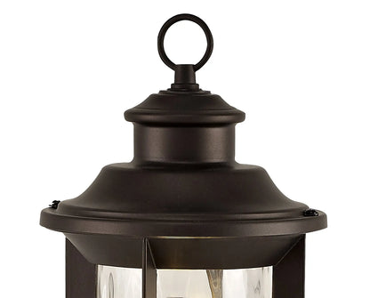 Evelyn Post Lamp, 1 x E27, Antique Bronze/Clear Ripple Glass, IP54, 2yrs Warranty Home Store Living