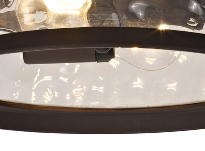 Evelyn Flush Ceiling Lamp, 2 xE27, Antique Bronze/Clear Ripple Glass, IP54, 2yrs Warranty Home Store Living