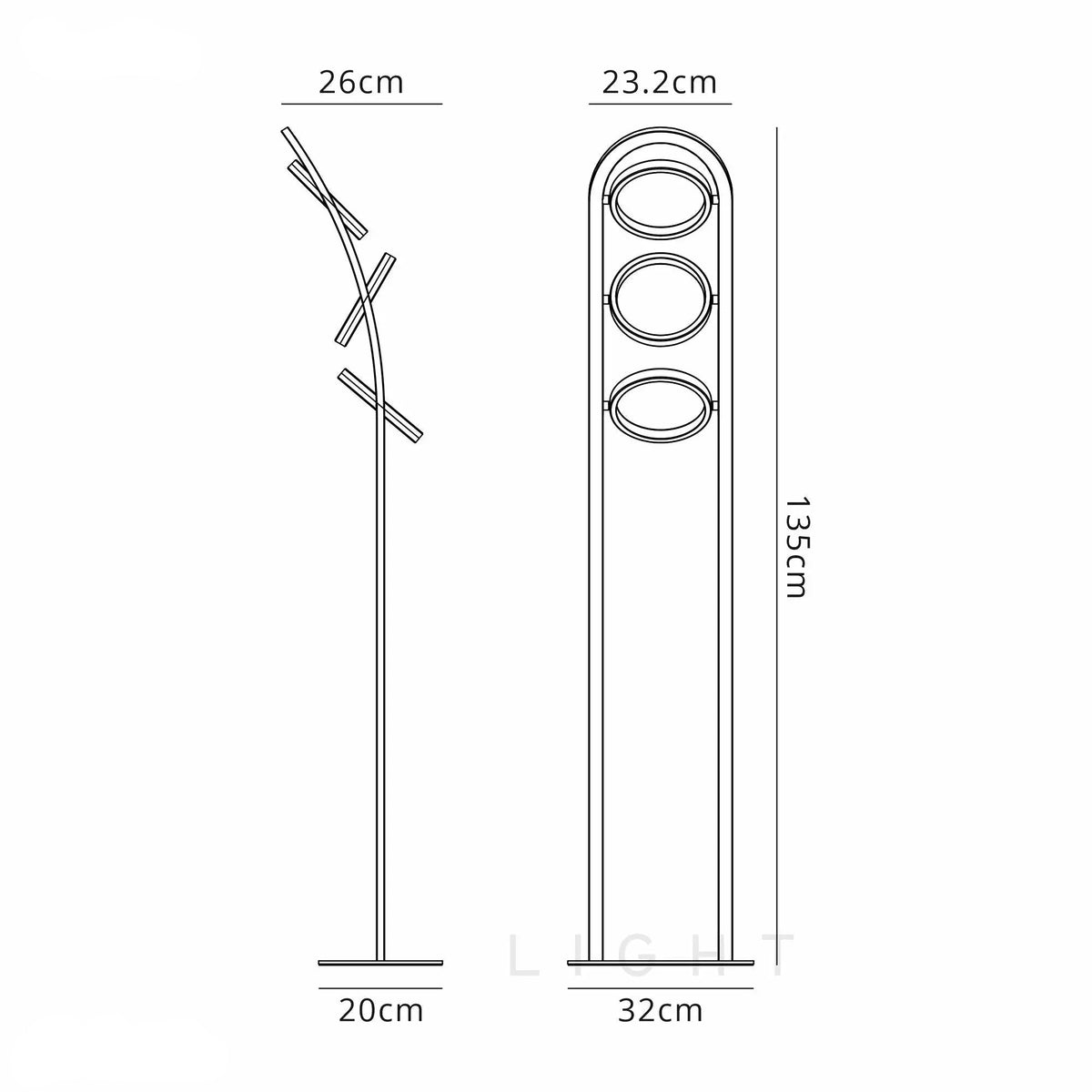 Elisa Floor Lamp, 3 Ring, 25W LED, 3200K, 1375lm, Satin Black / Gold, 3yrs Warranty Home Store Living