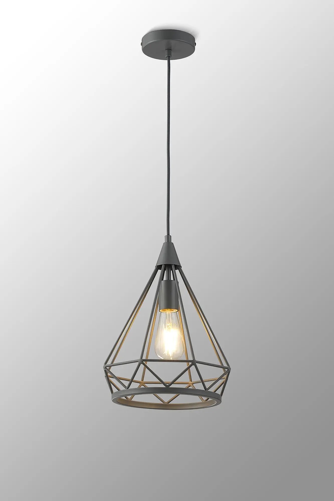 Easton Small Diamond Pendant, 1 x E27, Matt Grey Home Store Living