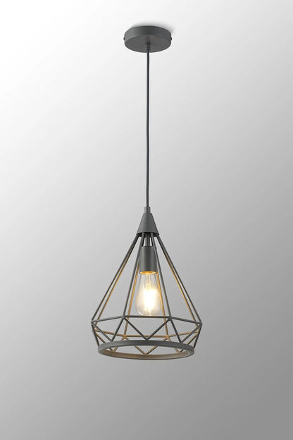 Easton Small Diamond Pendant, 1 x E27, Matt Grey Home Store Living