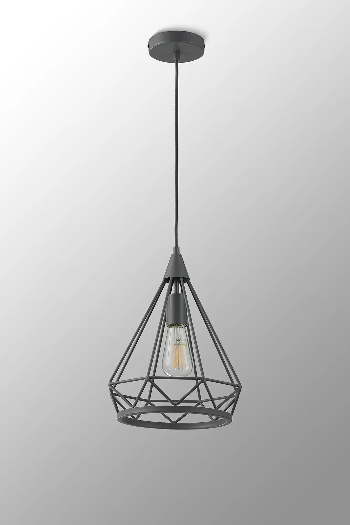 Easton Small Diamond Pendant, 1 x E27, Matt Grey Home Store Living