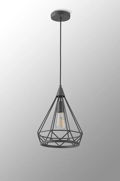 Easton Small Diamond Pendant, 1 x E27, Matt Grey Home Store Living