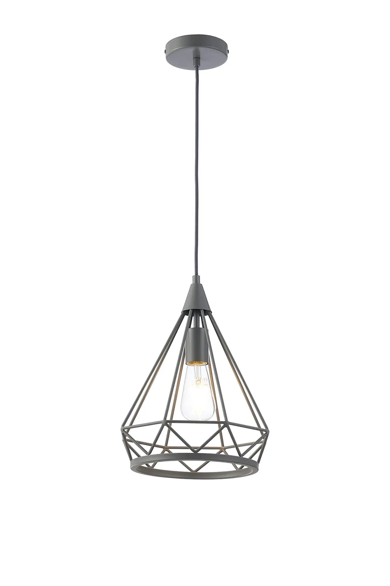 Easton Small Diamond Pendant, 1 x E27, Matt Grey Home Store Living