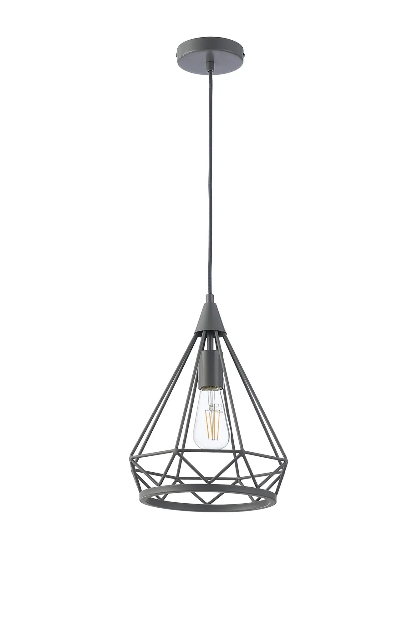 Easton Small Diamond Pendant, 1 x E27, Matt Grey Home Store Living