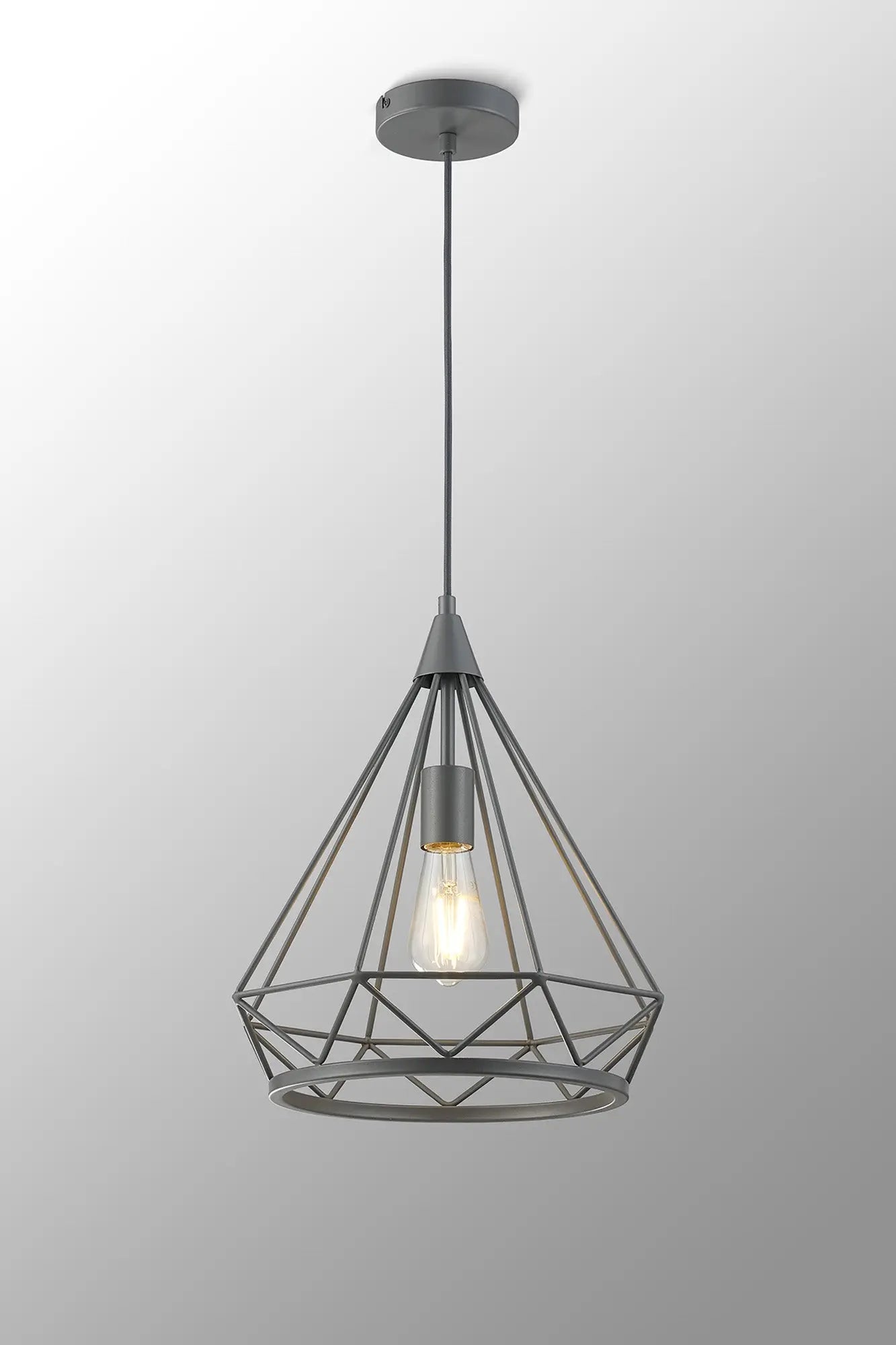 Easton Large Diamond Pendant, 1 x E27, Matt Grey Home Store Living