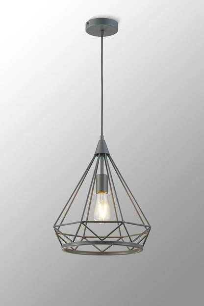 Easton Large Diamond Pendant, 1 x E27, Matt Grey Home Store Living