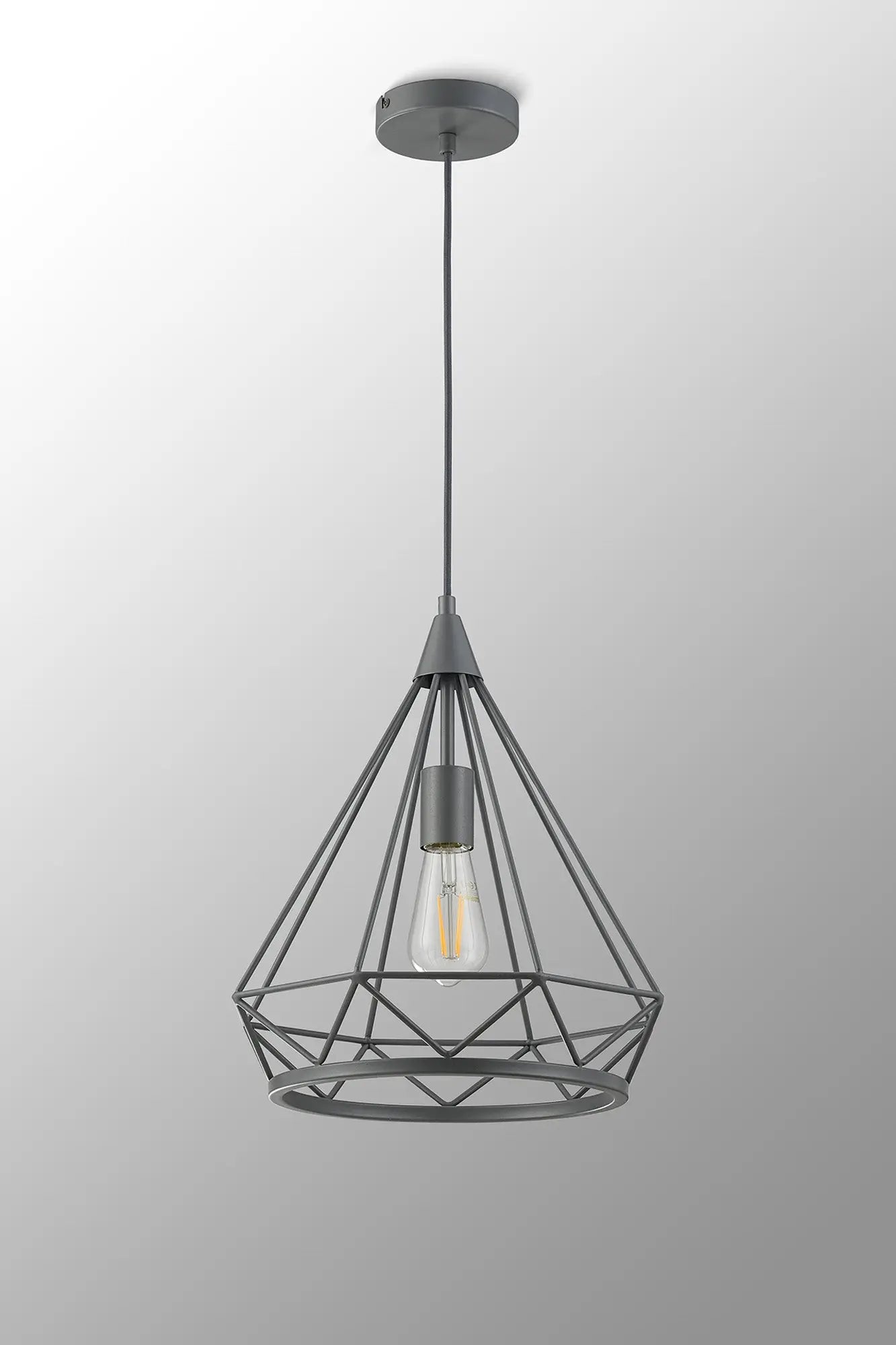 Easton Large Diamond Pendant, 1 x E27, Matt Grey Home Store Living