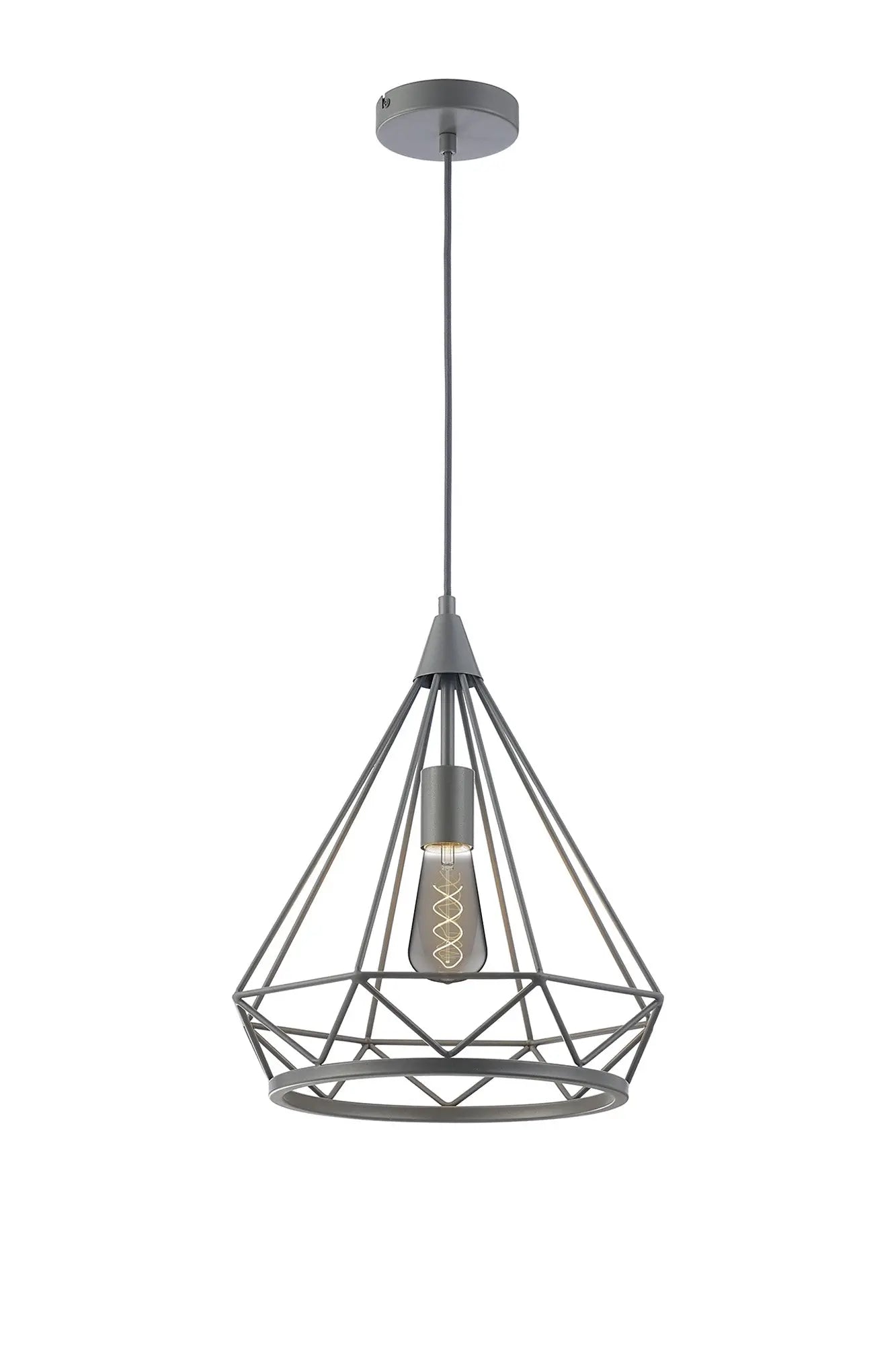 Easton Large Diamond Pendant, 1 x E27, Matt Grey Home Store Living