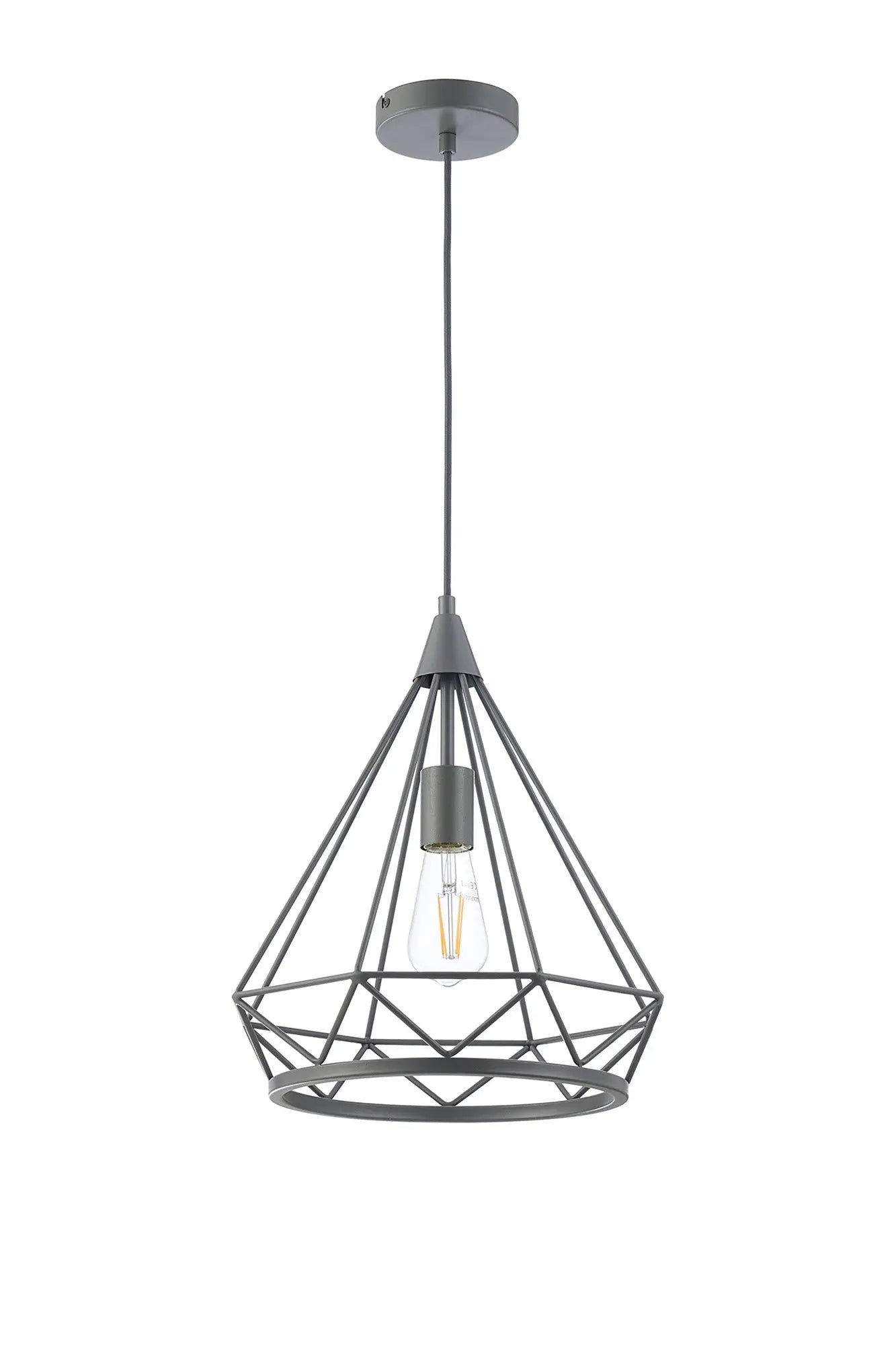 Easton Large Diamond Pendant, 1 x E27, Matt Grey Home Store Living