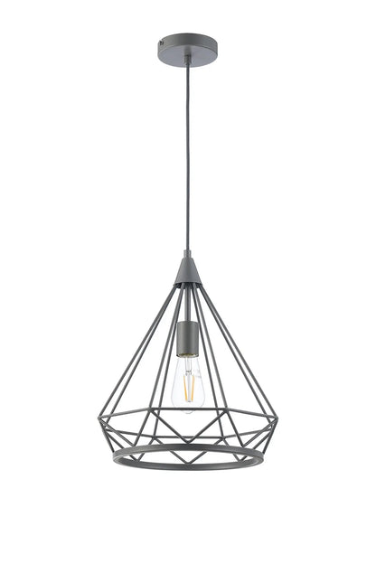 Easton Large Diamond Pendant, 1 x E27, Matt Grey Home Store Living