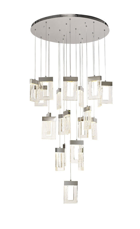 Everly Pendant 5m, 21 x 4.5W LED, 3000K, 3360lm, Polished Chrome, 3yrs Warranty Item Weight: 25.8kg Home Store Living