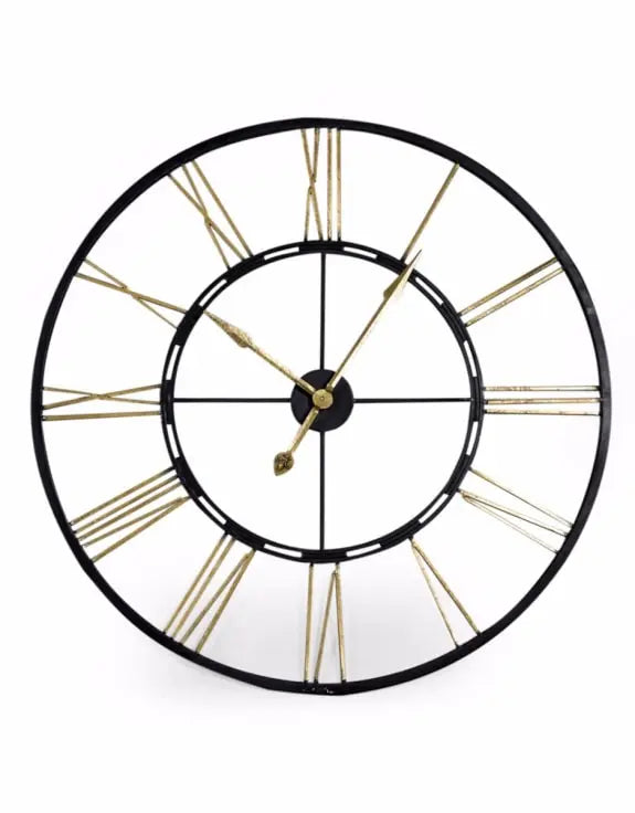 Large Black And Gold Iron Skeleton Clock Home Store Living