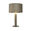 London Knurled Satin Silver Table Lamp with Taupe Velvet Shade Searchlight