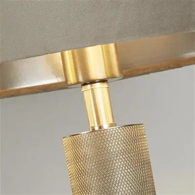 London Knurled Satin Silver Table Lamp with Taupe Velvet Shade Searchlight
