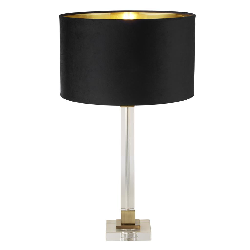 Scarborough Table Lamp - Crystal & Brass Metal, Black Velvet Searchlight
