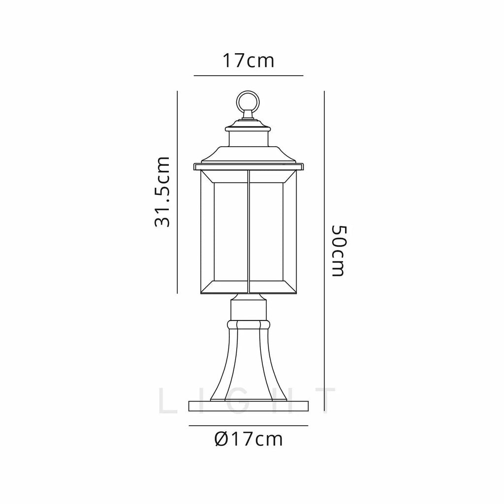 Evelyn Pedestal Lamp, 1 x E27, Antique Bronze/Clear Ripple Glass, IP54, 2yrs Warranty Home Store Living