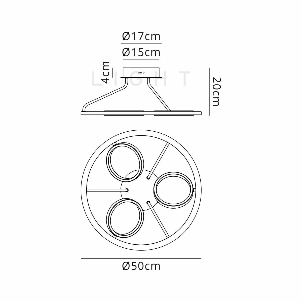 Elisa 3 Ring Round Ceiling Light in Satin Black/ Gold Home Store Living