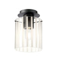 Brandon Ripple 21cm Round Ceiling Flush, 1 Light Flush Fitting E27 — Dark Grey / Gloss White