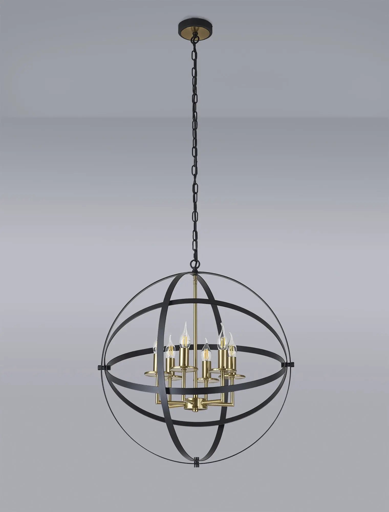 Gianna Pendant, 6 x E14, Black/Gold Home Store Living