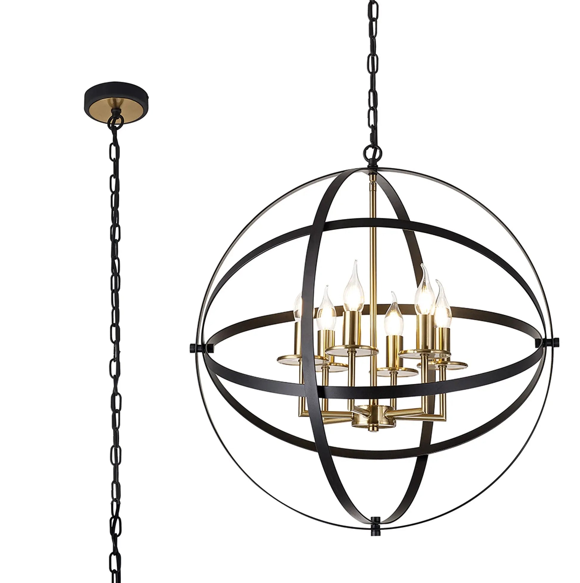 Gianna Pendant, 6 x E14, Black/Gold Home Store Living