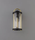 Genesis Small Wall Lamp, 1 x E27, Black & Gold/Clear Glass, IP54, 2yrs Warranty Home Store Living