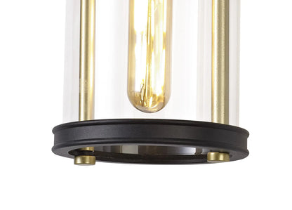 Genesis Small Wall Lamp, 1 x E27, Black & Gold/Clear Glass, IP54, 2yrs Warranty Home Store Living