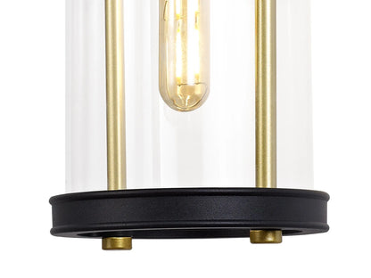 Genesis Large Wall Lamp, 1 x E27, Black & Gold/Clear Glass, IP54, 2yrs Warranty Home Store Living