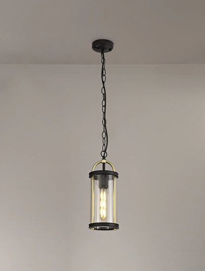 Genesis Pendant, 1 x E27, Black & Gold/Clear Glass, IP54, 2yrs Warranty Home Store Living