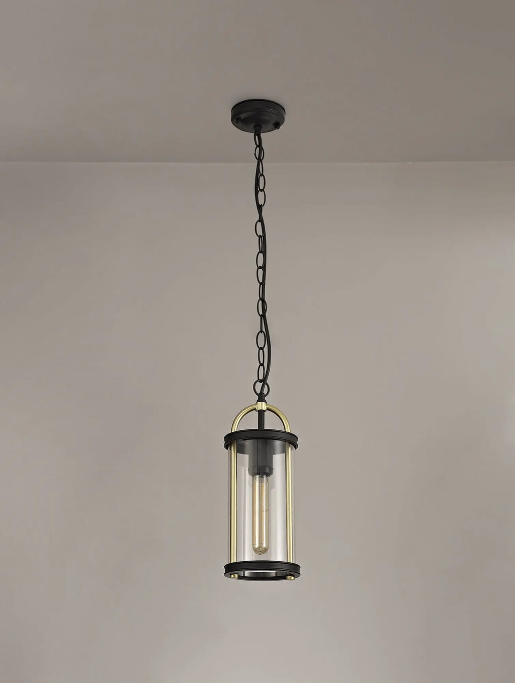 Genesis Pendant, 1 x E27, Black & Gold/Clear Glass, IP54, 2yrs Warranty Home Store Living