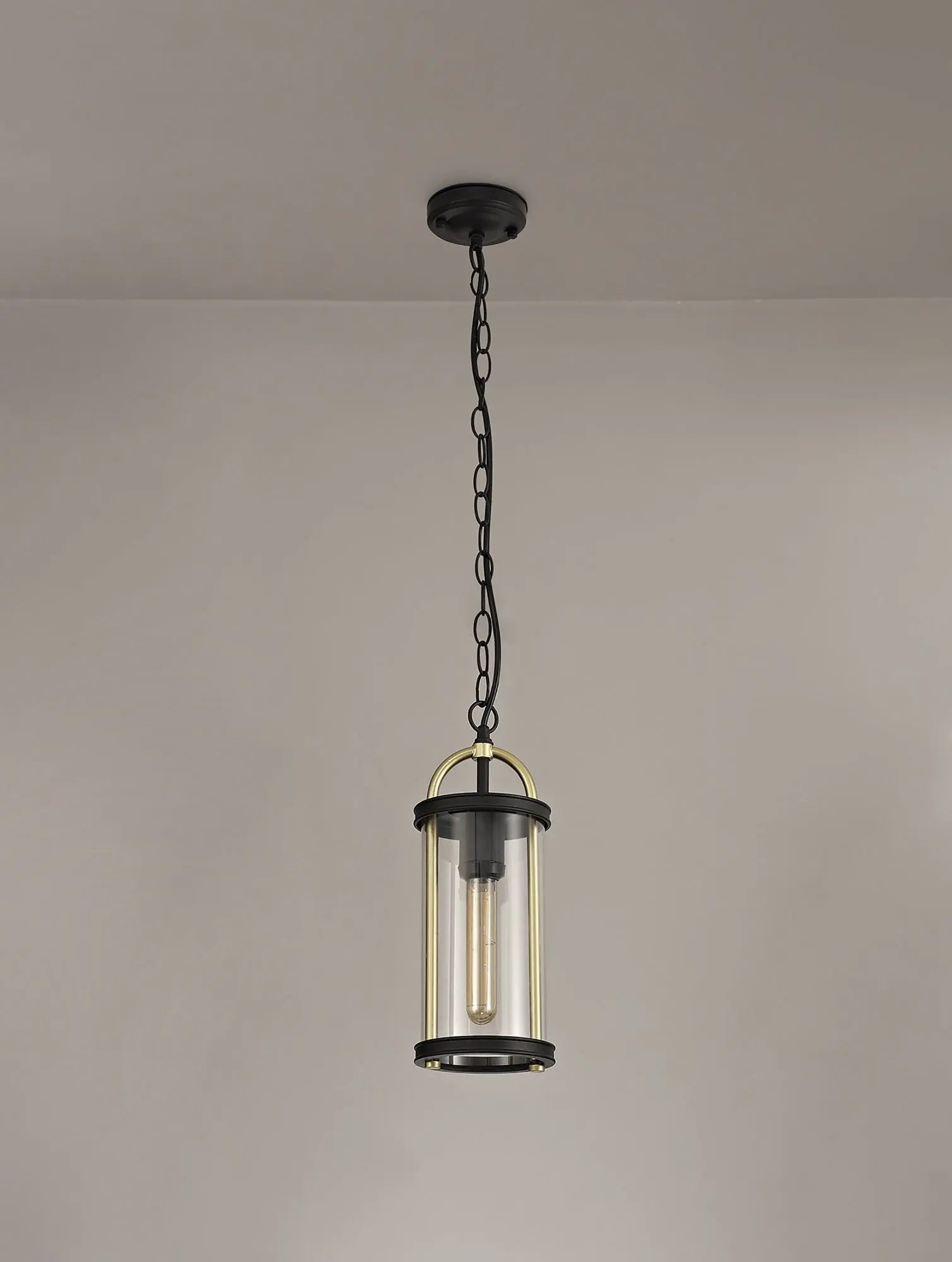 Genesis Pendant, 1 x E27, Black & Gold/Clear Glass, IP54, 2yrs Warranty Home Store Living