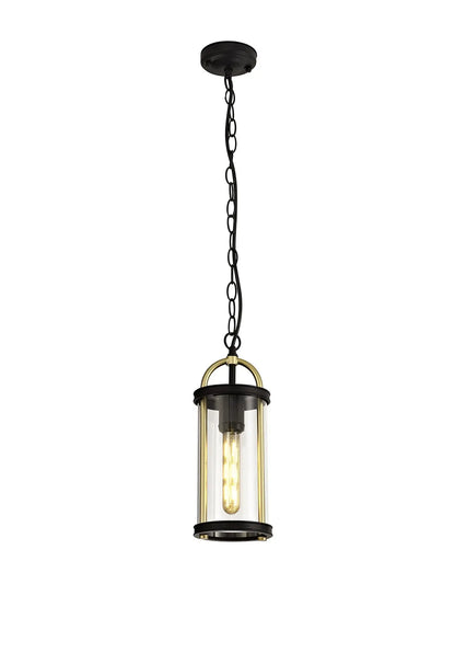 Genesis Pendant, 1 x E27, Black & Gold/Clear Glass, IP54, 2yrs Warranty Home Store Living