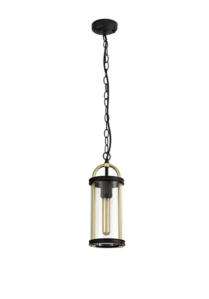 Genesis Pendant, 1 x E27, Black & Gold/Clear Glass, IP54, 2yrs Warranty Home Store Living