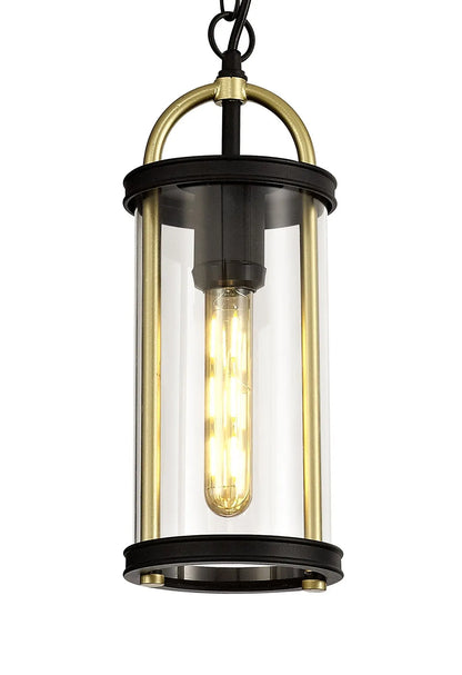 Genesis Pendant, 1 x E27, Black & Gold/Clear Glass, IP54, 2yrs Warranty Home Store Living