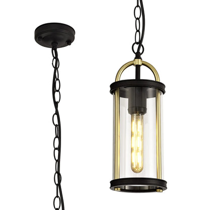 Genesis Pendant, 1 x E27, Black & Gold/Clear Glass, IP54, 2yrs Warranty Home Store Living