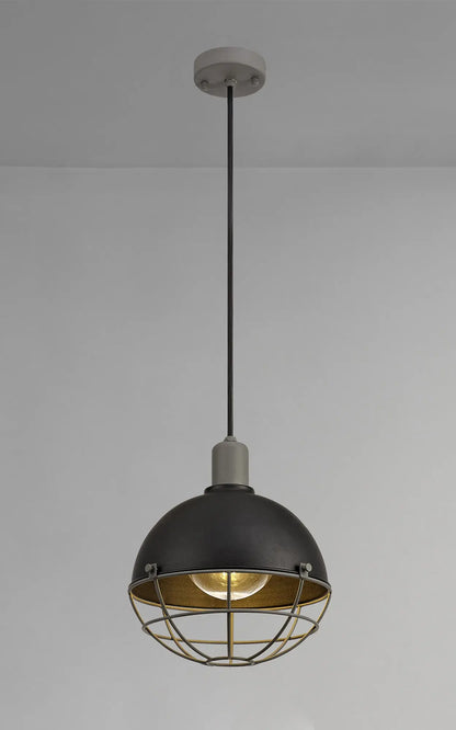 Gala Pendant, 1 Light E27, IP65, Matt Black/Grey, 2yrs Warranty Home Store Living