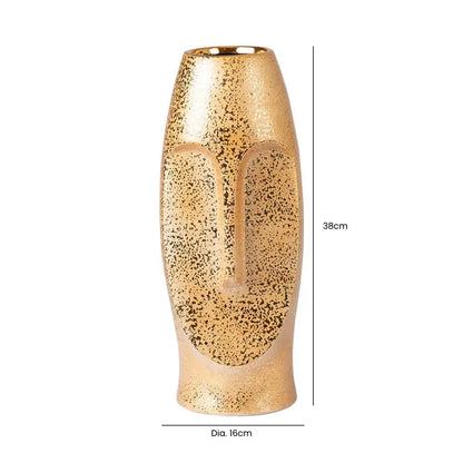 Metropolis Medium Gold Textured Face Vase - Home Store Living