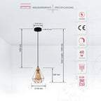 Rose Gold Metal Cage Pendant Ceiling Light Home Store Living