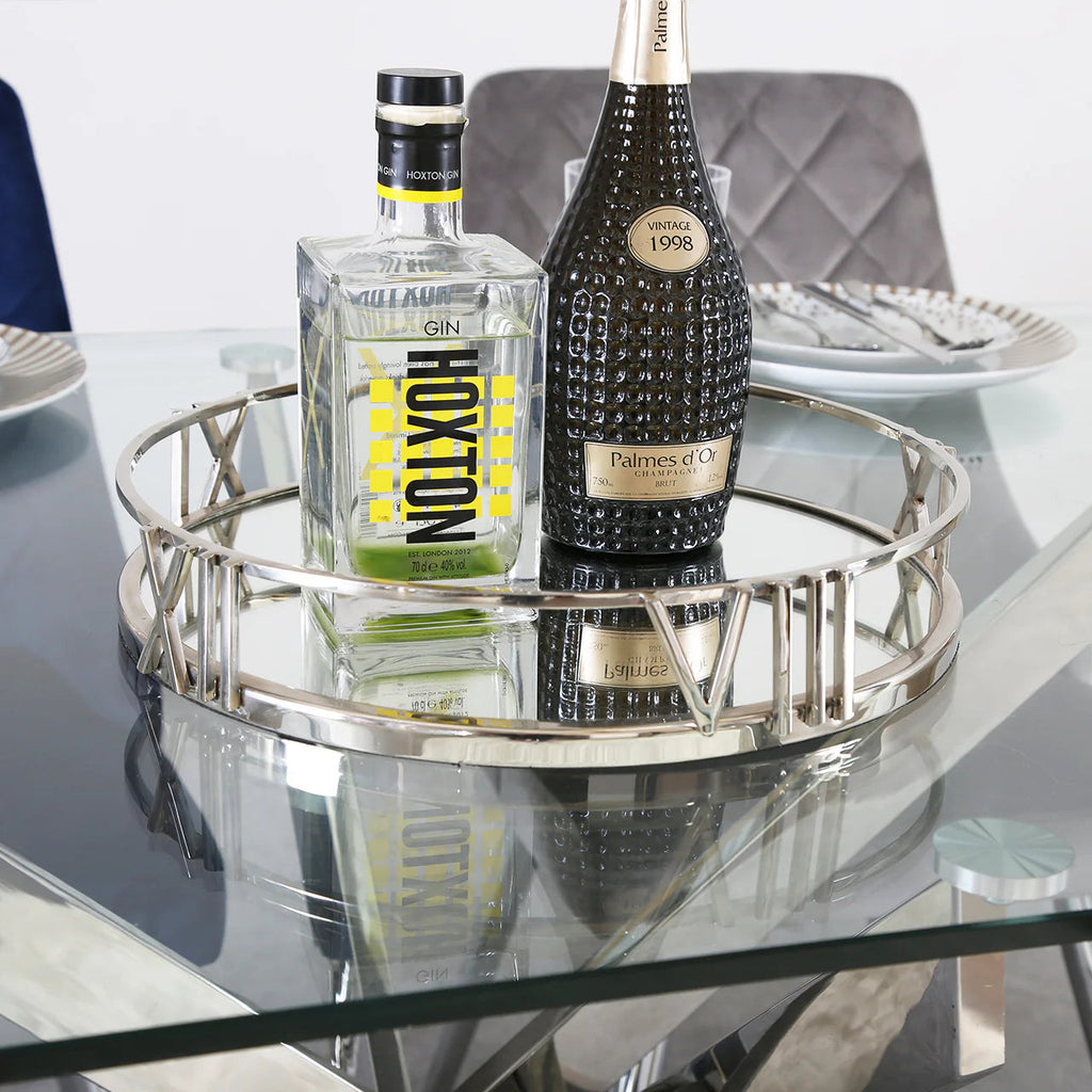 Artistic Roman Numeral Mirrored Tray CIMC