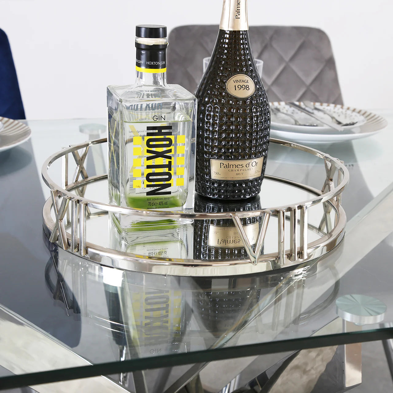 Artistic Roman Numeral Mirrored Tray CIMC