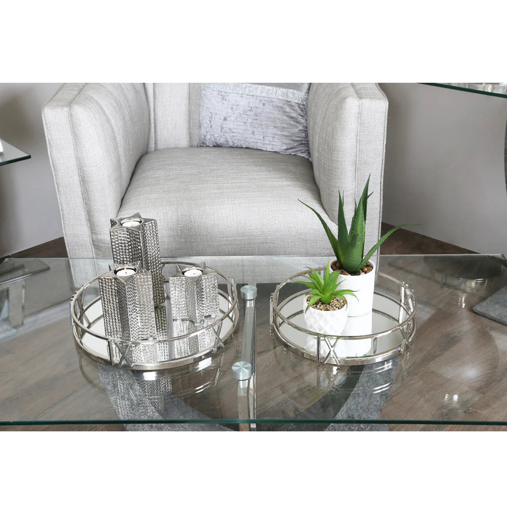 Artistic Roman Numeral Mirrored Tray CIMC