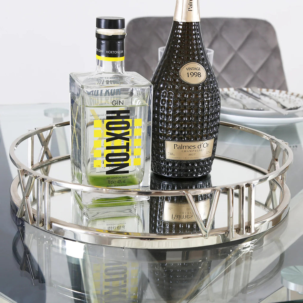 Artistic Roman Numeral Mirrored Tray CIMC