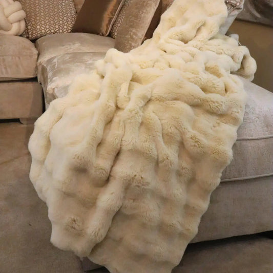 Gallindo Super Soft Faux Rabbit Fur Throw Natural Not specified