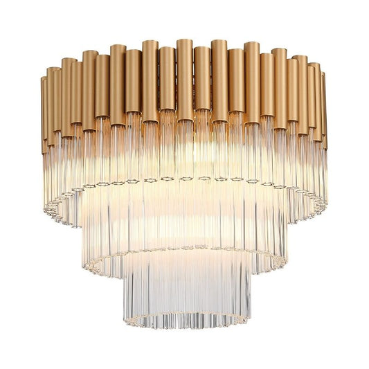 Harrison 40cm Matt Gold & Glass Flush Ceiling Light