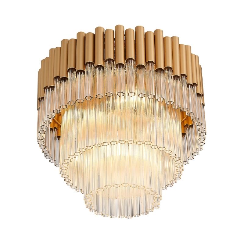 Harrison 40cm Matt Gold & Glass Flush Ceiling Light