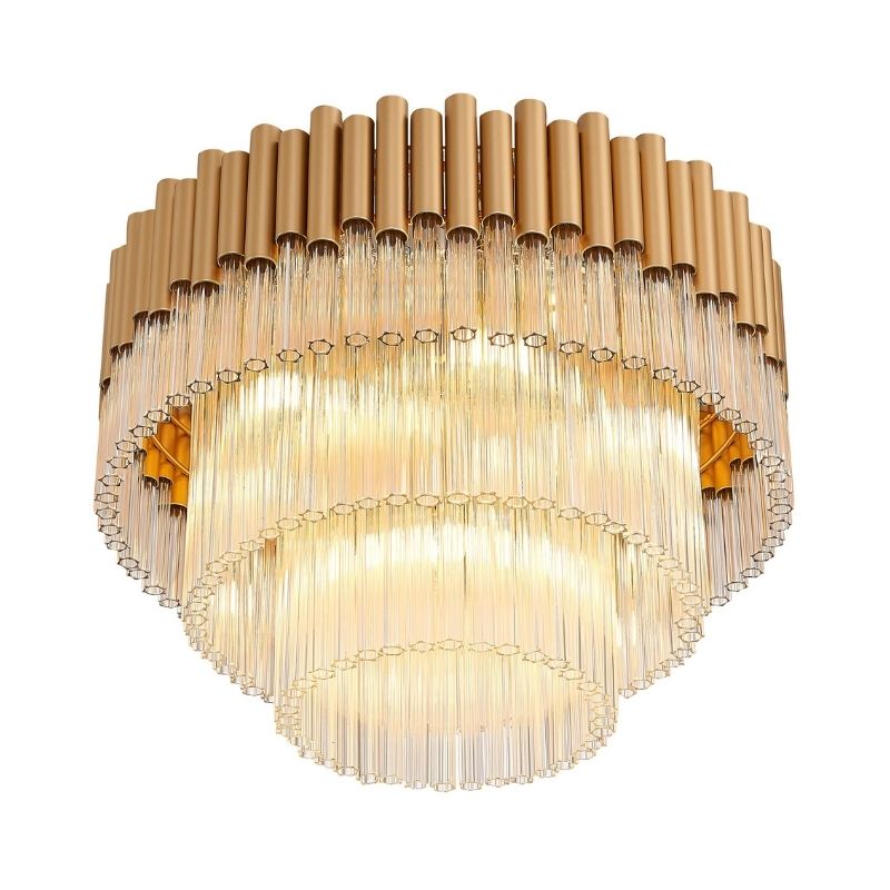 Harrison 50cm Matt Gold & Glass Flush Ceiling Light