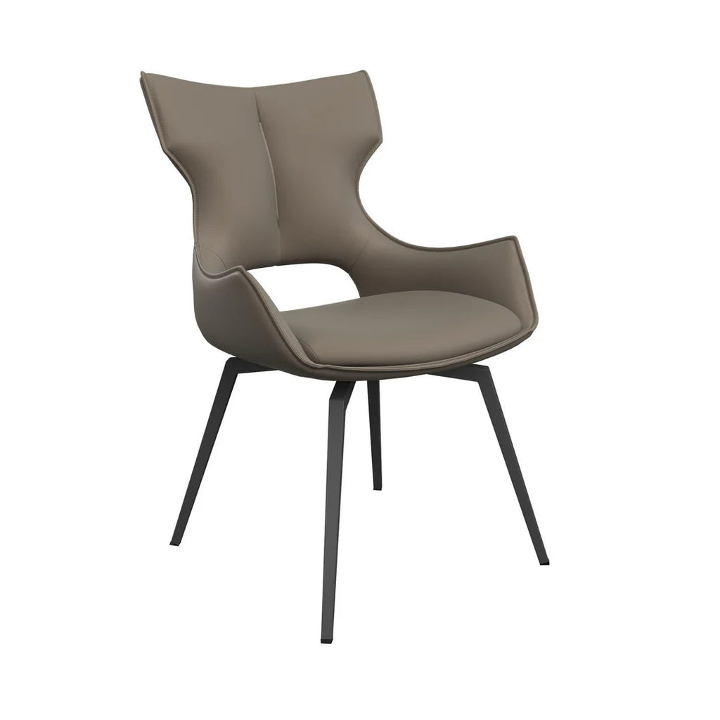 Raffaello Taupe Leather Swivel Dining Chair Torelli