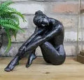 Sitting Woman Bronze Statue 42cm x 35cm x 18cm sil interiors