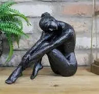 Sitting Woman Bronze Statue 42cm x 35cm x 18cm sil interiors