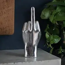 Silver Middle Finger Hand Sculpture Not specified